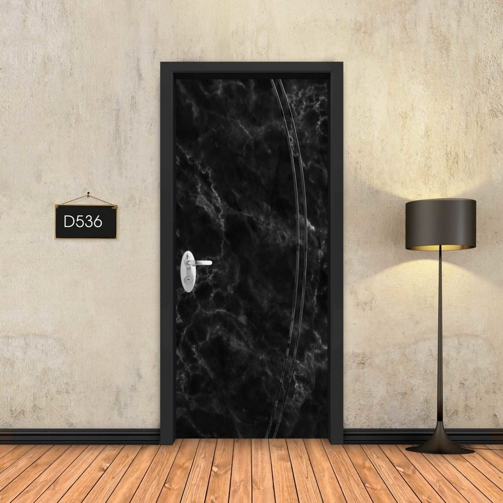 שיש שחור 2 פסים שחורים מעוקלים D536